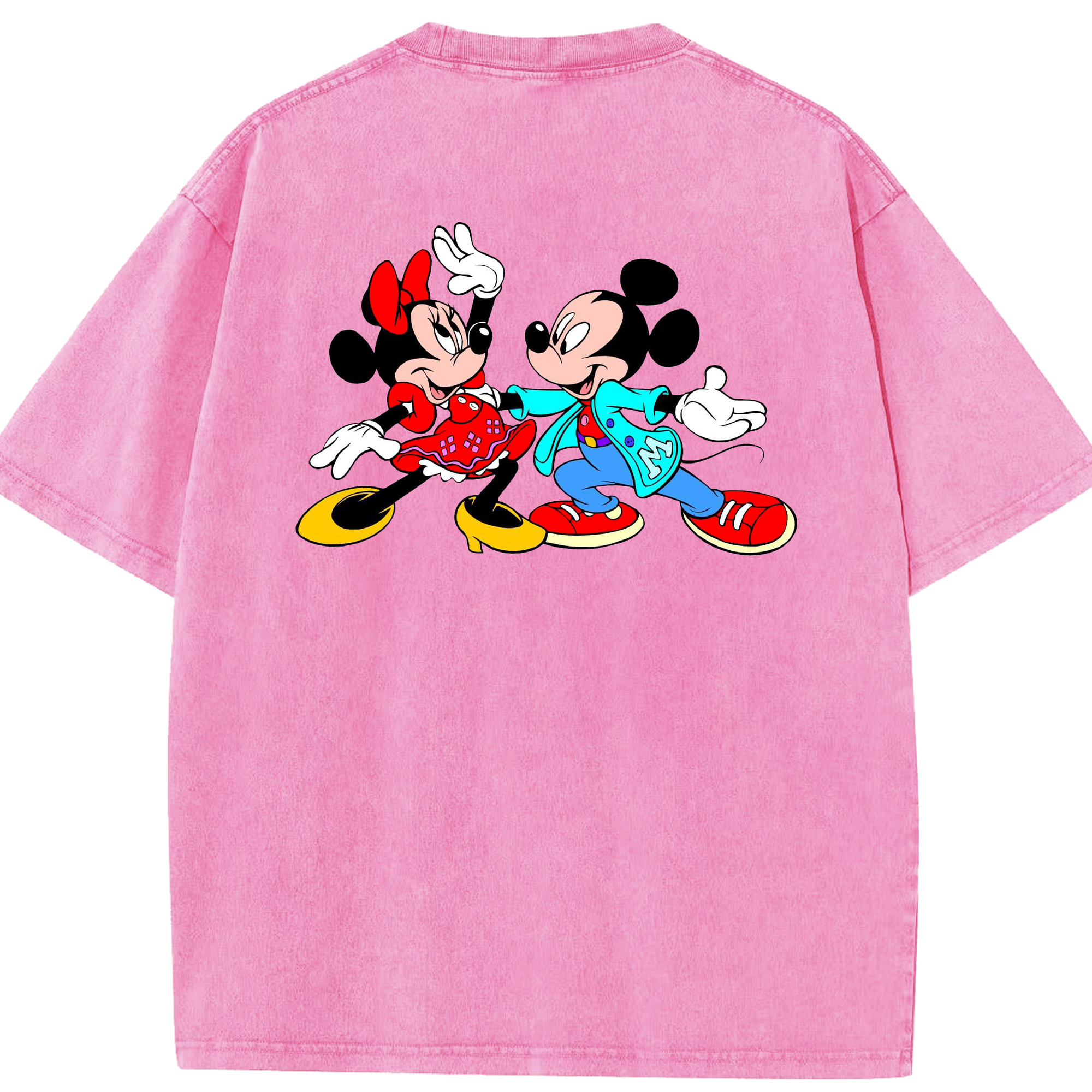 （画像用） ミッキーマウス Mickey Mouse 綿100% ヴィンテージ風 半袖Tシャツ（背面プリント）